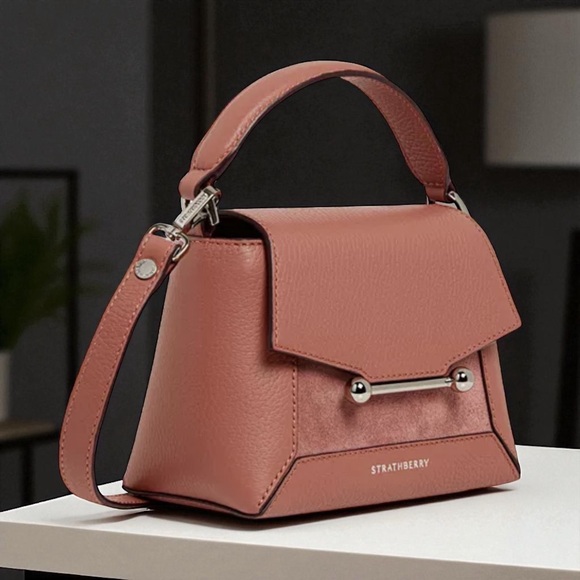 Strathberry Mosaic Nano Suede in Grain Sienna/Dusty Pink NWT MSRP $555 - Picture 1 of 15